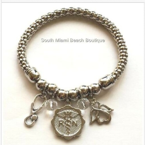 RN Caduceus Nursing Charm Bracelet Stethoscope - Picture 3 of 5